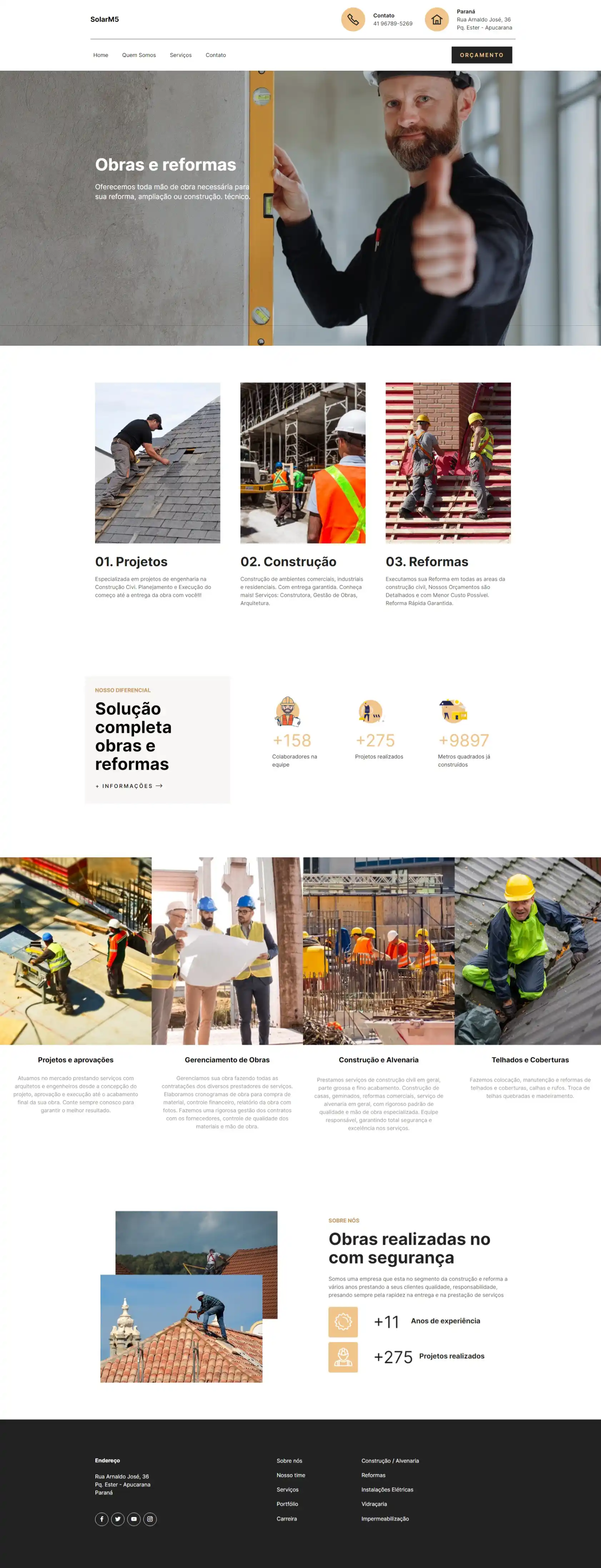 Modelo de Site Obras e Reformas